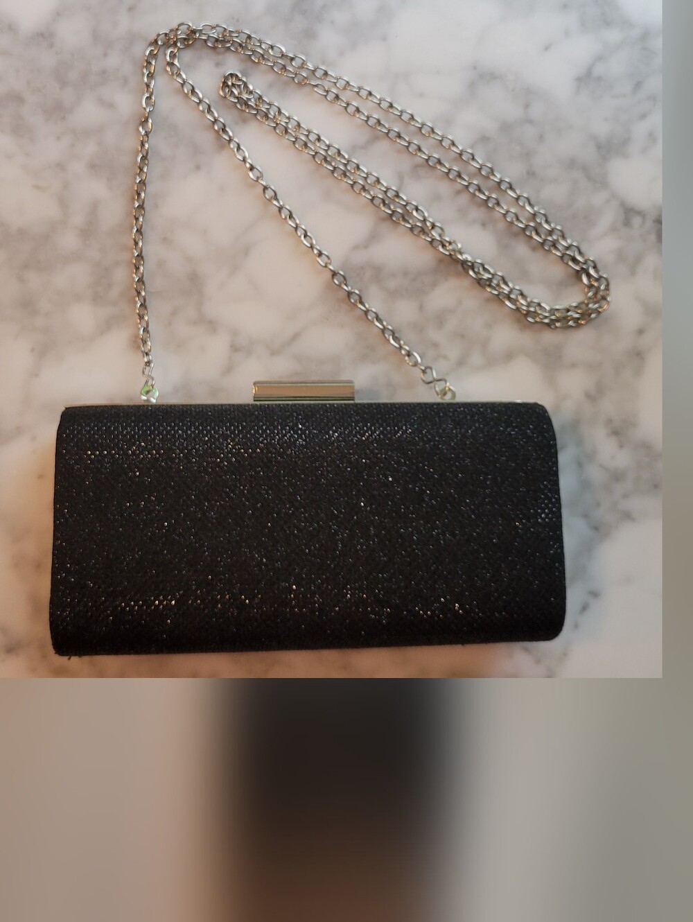 Black Sparkle Evening Clutch with optional Silver Chain